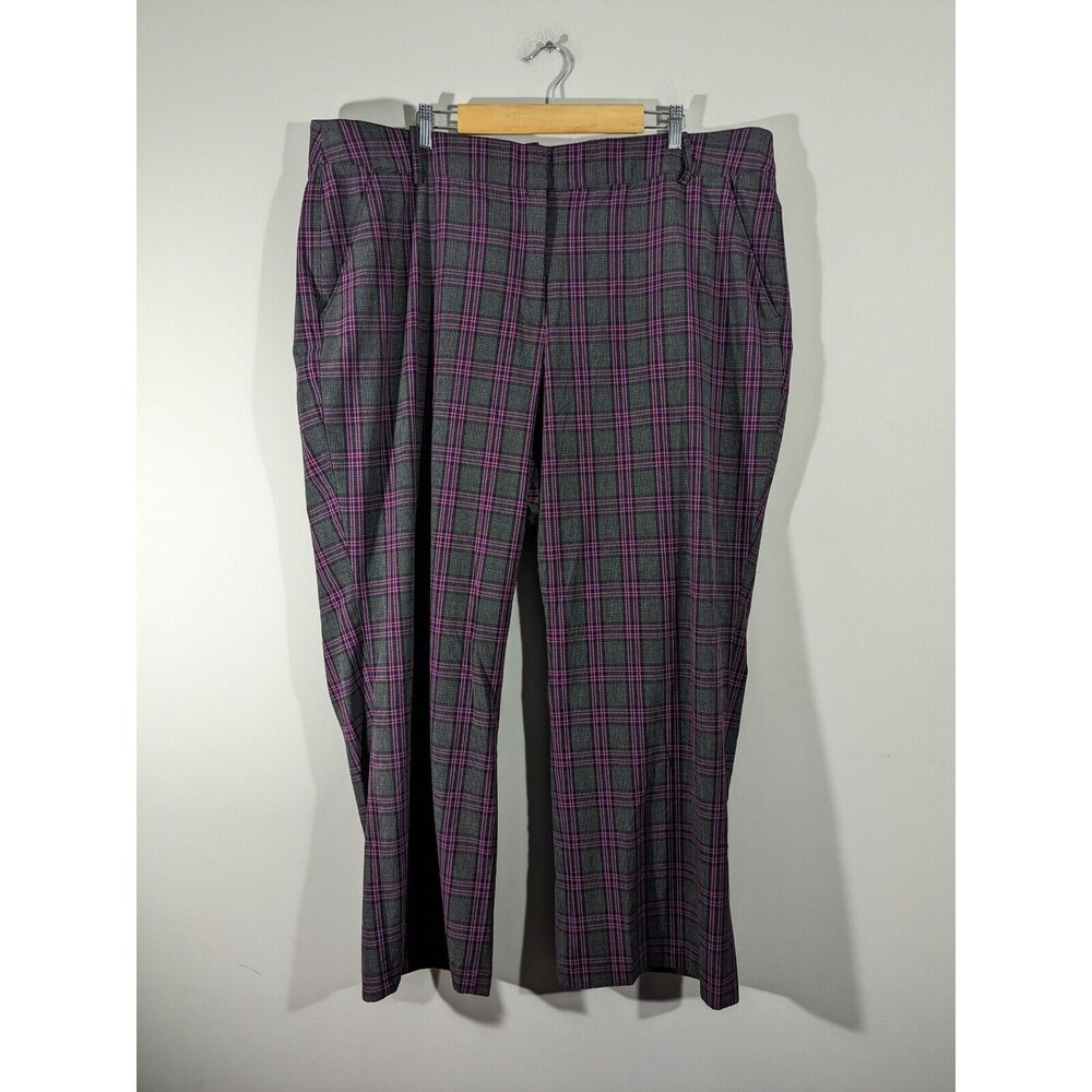 Lane Bryant EUC Purple Grey Plaid Dress Pants Women Plus Size 26 Regular